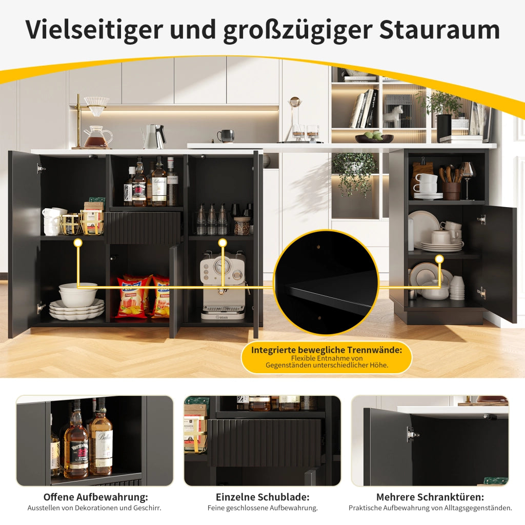 TAVOLO BAR Girevole 210x30x100,9 cm Nero in MDF