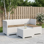 Divano da giardino 4 posti con cuscini aspetto rattan PP Bianco 3443936