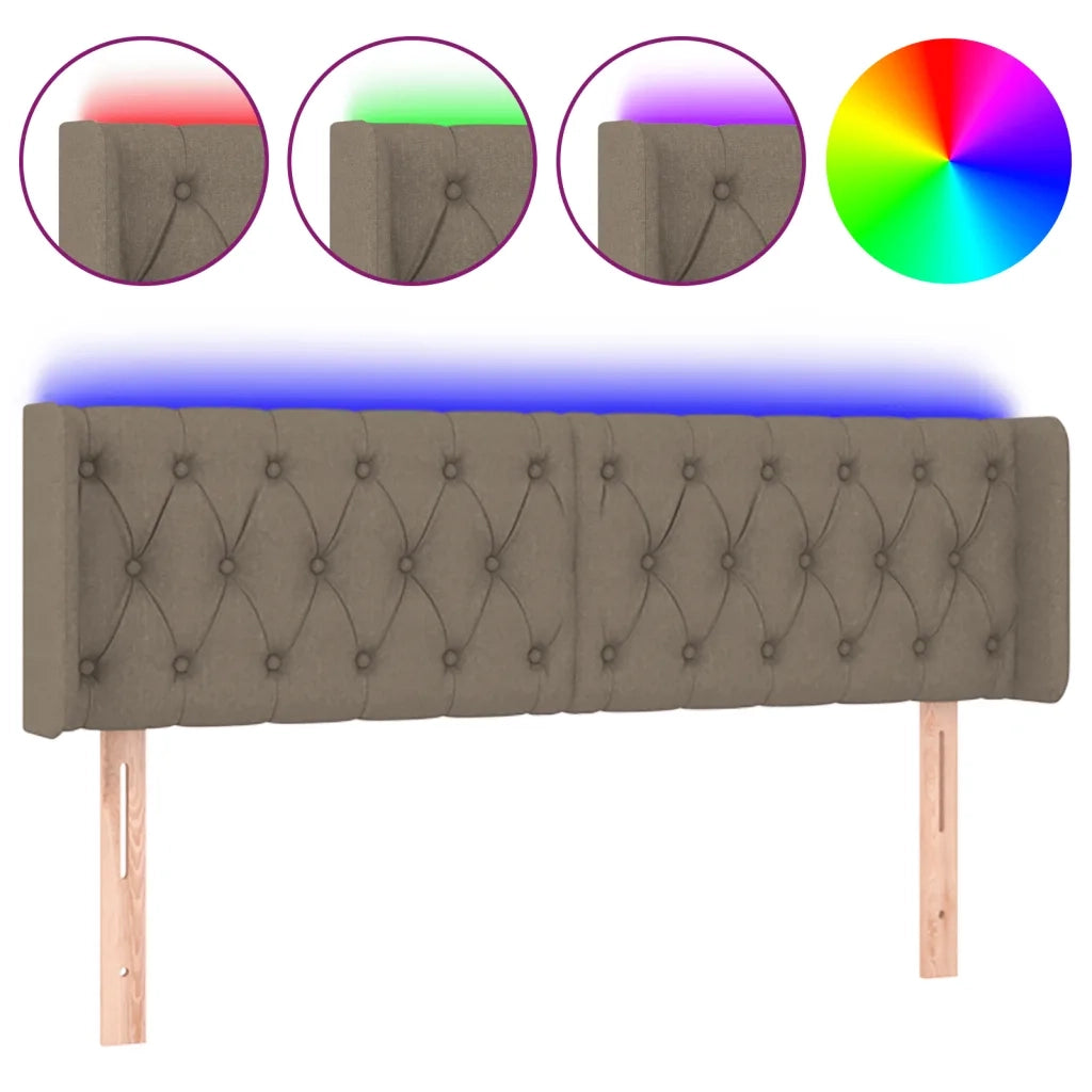Testiera a LED Tortora 163x16x78/88 cm in Tessuto