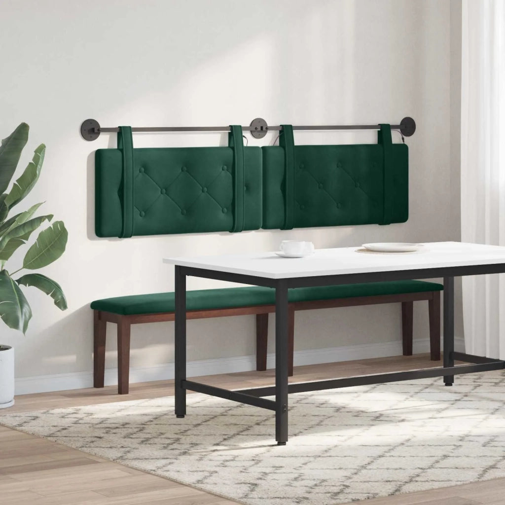 Testiera | Testata sospesa Con luce LED Verde Scuro Velluto