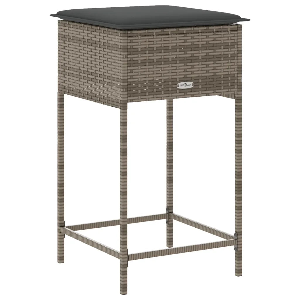 Sgabelli da Bar con Cuscini 2 pz Grigi in Polyrattan CFW1661783
