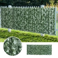 Edere Finte, Siepe Artificiale 150x300 cm in PE Anti-UV, Siepe Finta per Recinzioni con Foglie, Verde Scuro