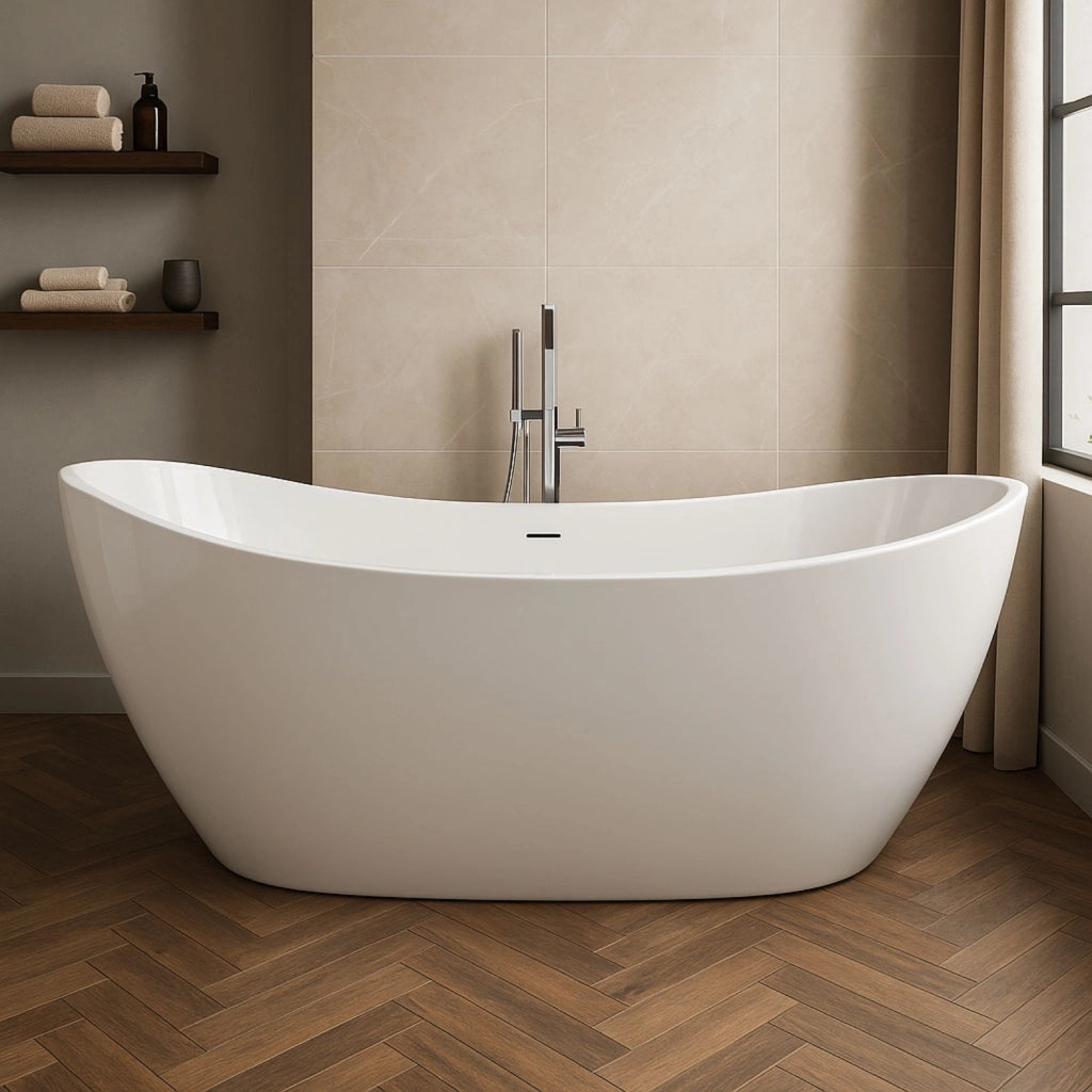 Vasca da bagno freestanding ovale in acrilico colore bianco lucido *** misure l170xh68xp80, confezione 1