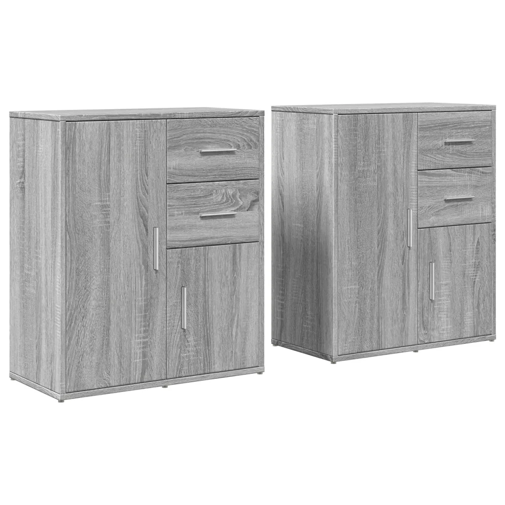 Credenze 2 pz | Madia | Buffet da pranzo | Armadio da pranzo Grigio Sonoma 60x31x70 cm in Legno Multistrato
