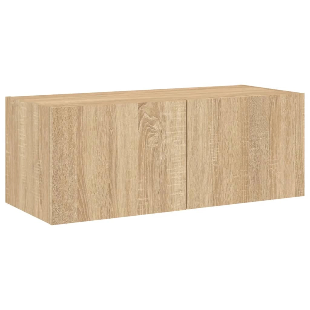 Mobile TV multimediale mensola TV credenza mobile TV sala da pranzo soggiorno parete attrezzata per camera da letto con luci LED rovere Sonoma 80 x 35 x 31 cm marrone 02_0028029