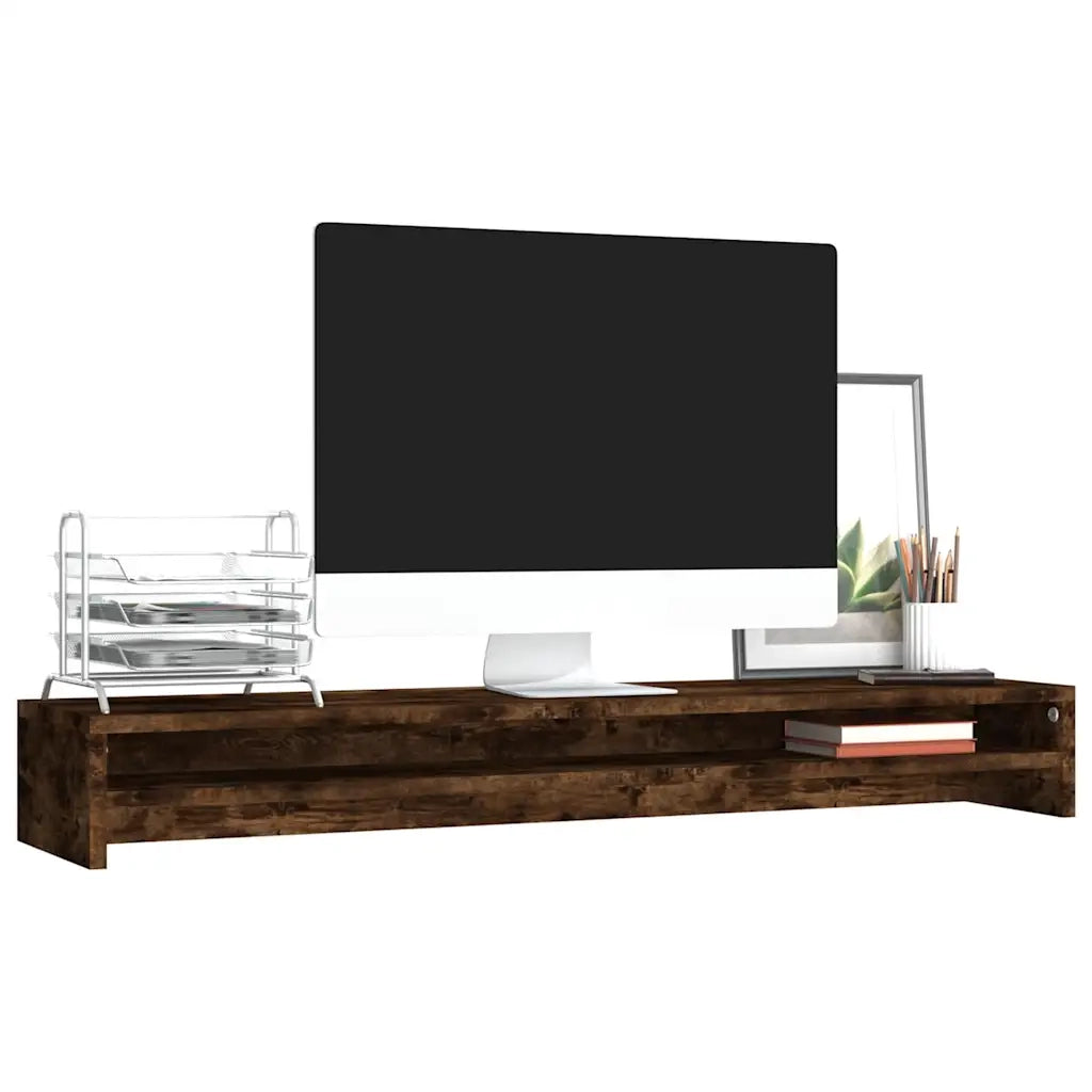 Supporto per Monitor Rovere Fumo 100x24x13 cm Legno Multistratocod mxl 79052
