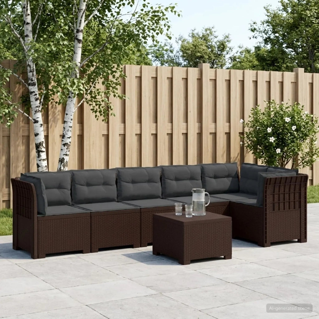 Divano da Giardino 6 Posti con Cuscini Aspetto Rattan PP 3444127