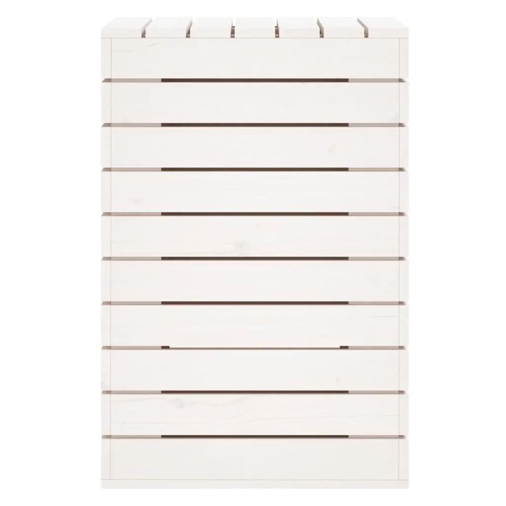 Cesto per Bucato Bianco 44x44x66 cm Legno Massello Pino 832318