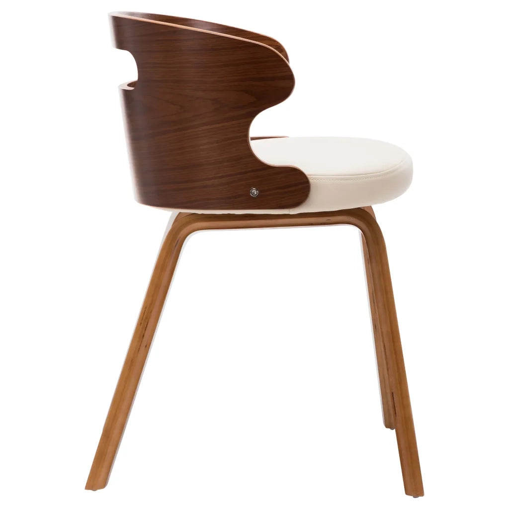Sedie da Pranzo 4 pz in Legno Curvato e Similpelle Crema 278848