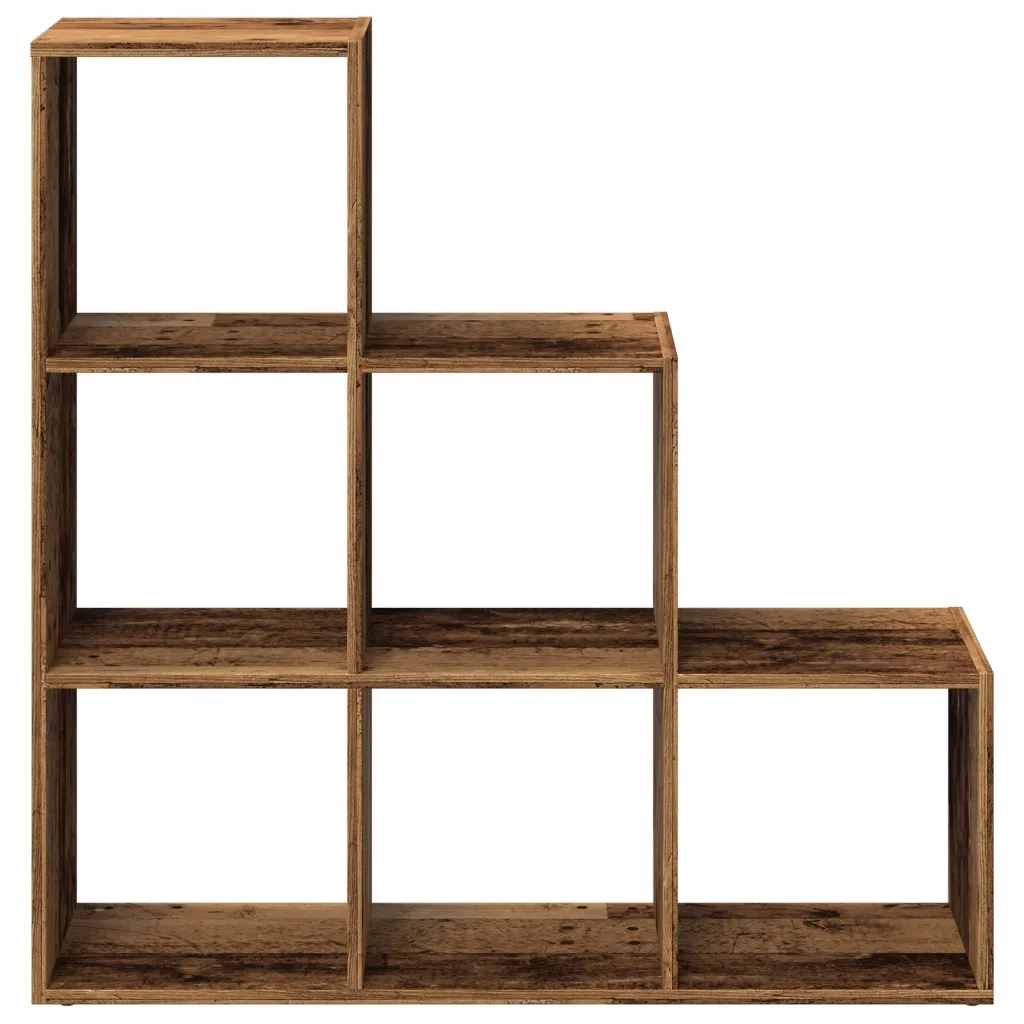Libreria Divisorio 3 Ripiani-Scaffale per Libri-Mobile di Stoccaggio Legno Antico 99x29x99cm Truciolato