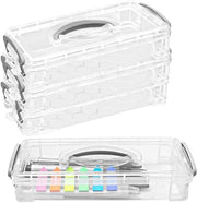 Penna 3 in 1 trasparente cassettina ripiegabile con manico portatile Cassa di archiviazione per articoli da ufficio Penna a stilo contenitore per piccoli oggetti Pennelli a olio per acquerelli Penna a sfera per disegno