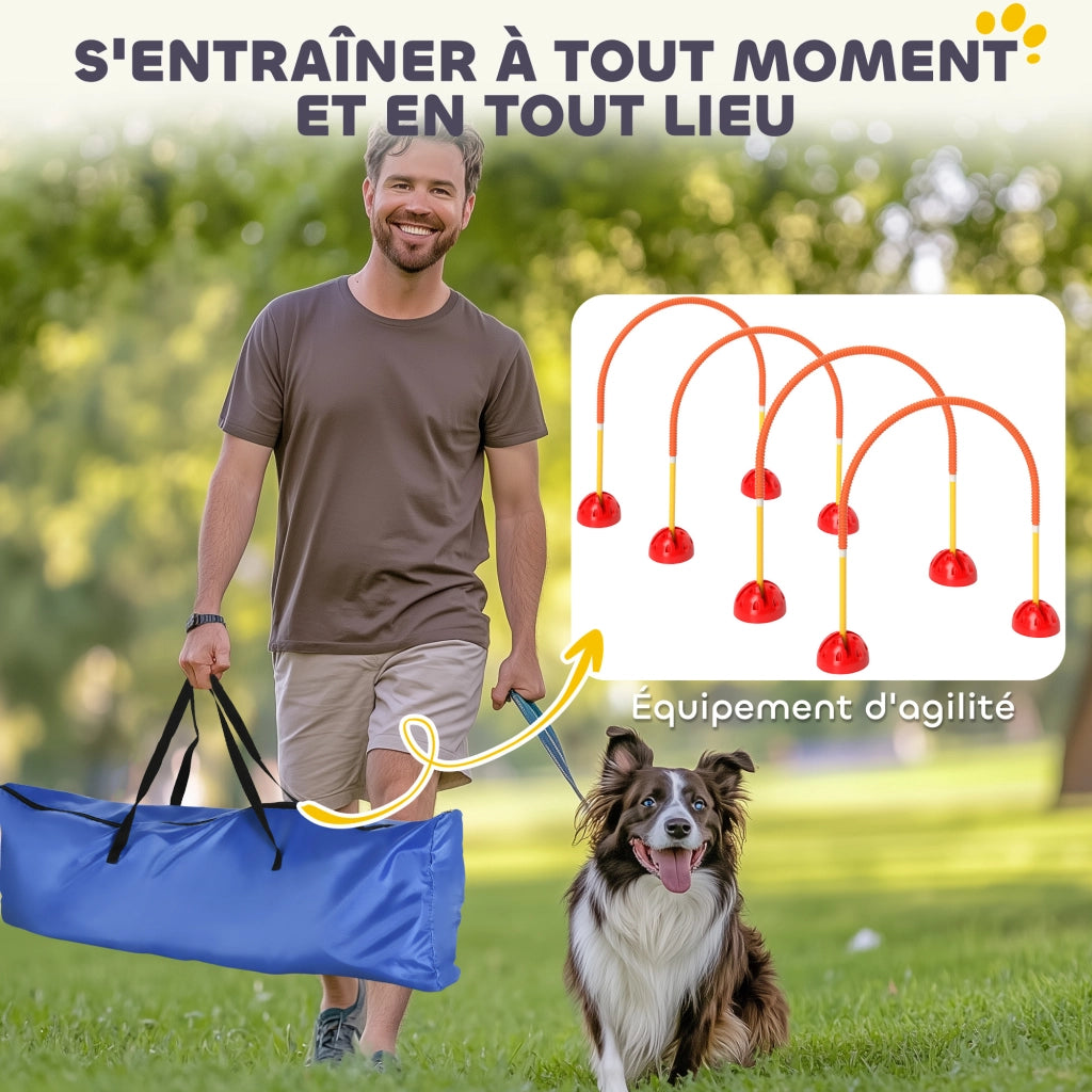 Kit Agilita' per Cani con 4 Porte Regolabili ¨C zephmum ¨C Giallo e Arancione