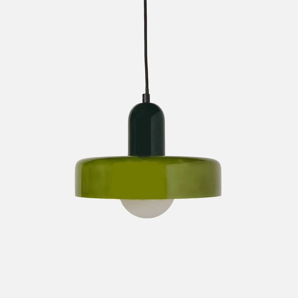 Lampada a sospensione da interno in vetro e metallo, ø25cm, verde