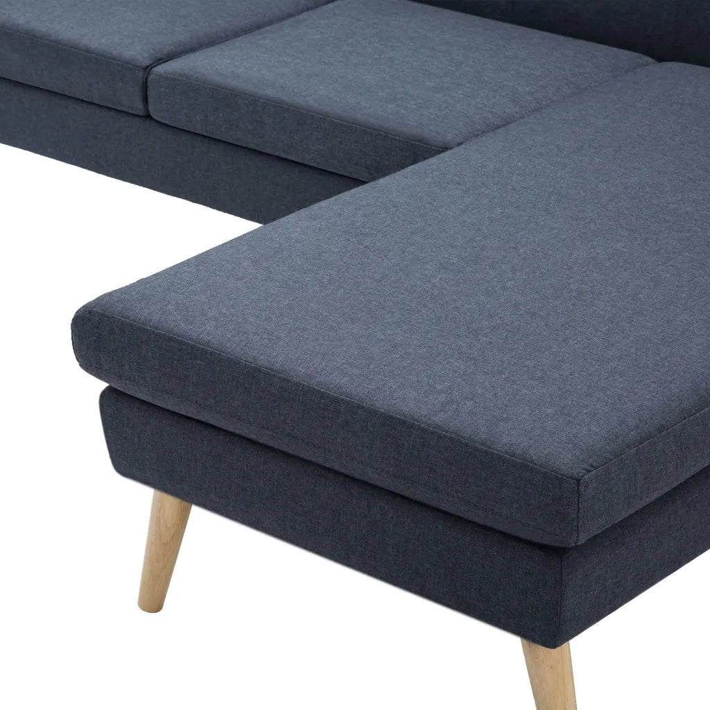 Divano a L Imbottito in Tessuto 186x136x79 cm Grigio Scuro cod mxl 19138