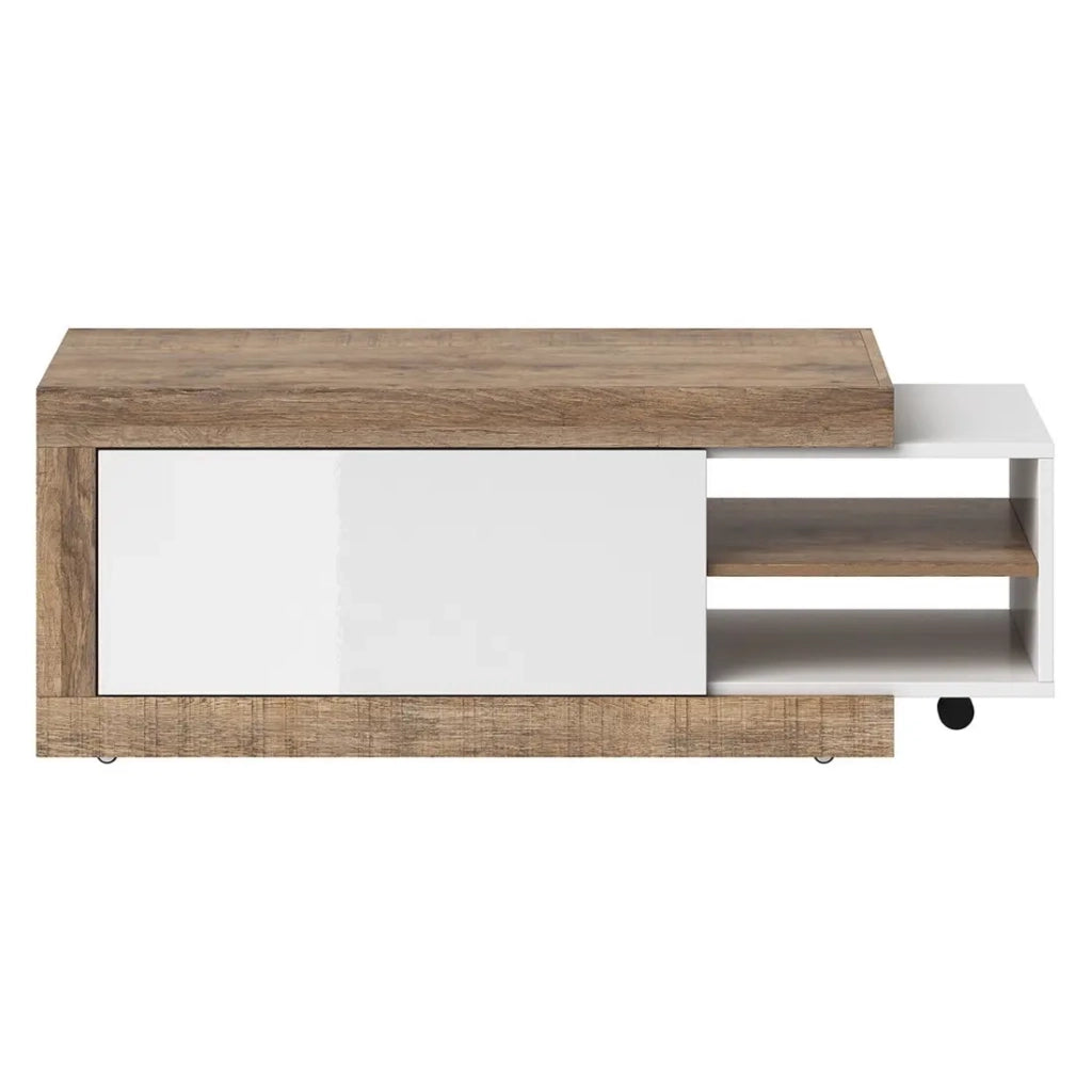 Set di 5 mobili da salotto collezione SINATRA. Colore quercia e bianco lucido.