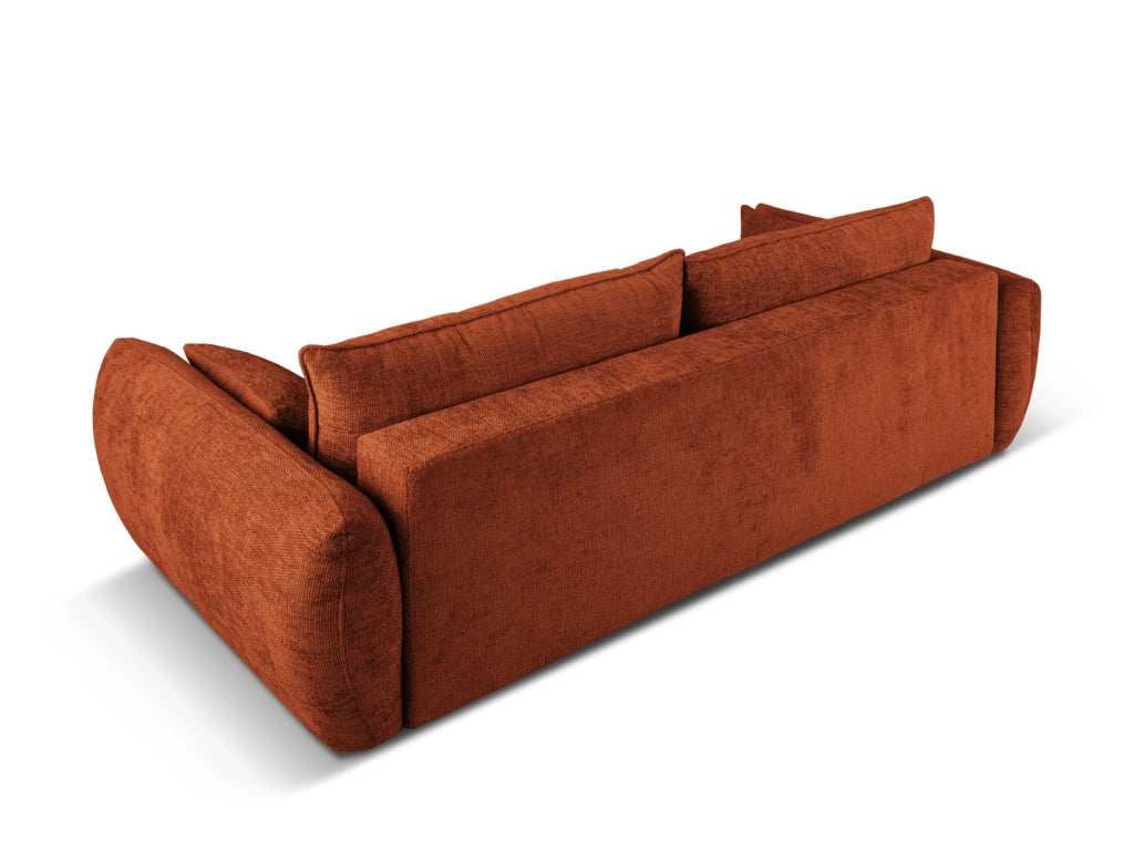 Cosmopolitan Design - Divano convertibile con contenitore "Matera" 3 posti in ciniglia terracotta 