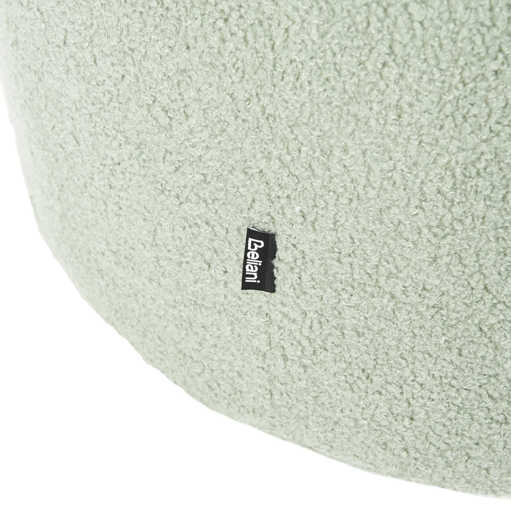 Poltrona con schienale curvo in tessuto bouclé verde chiaro base girevole 360° Art Deco dorato