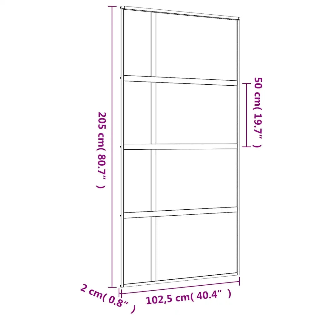 Porta Scorrevole Oro 102,5x205 Vetro Trasparente ESG Alluminio 155192