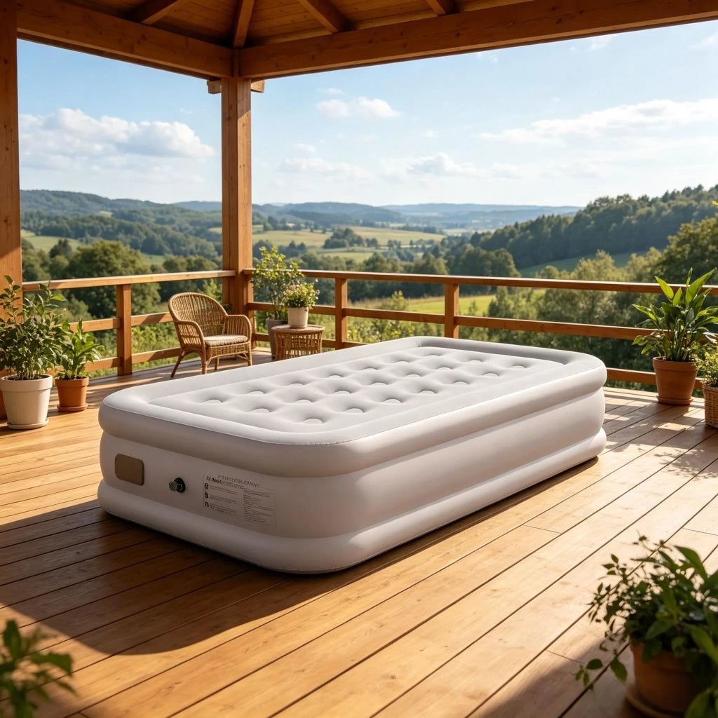 Materasso Gonfiabile con Pompa Elettrica Integrata Impermeabile 5000 mm 97x190x39 cm; Beige e Marrone