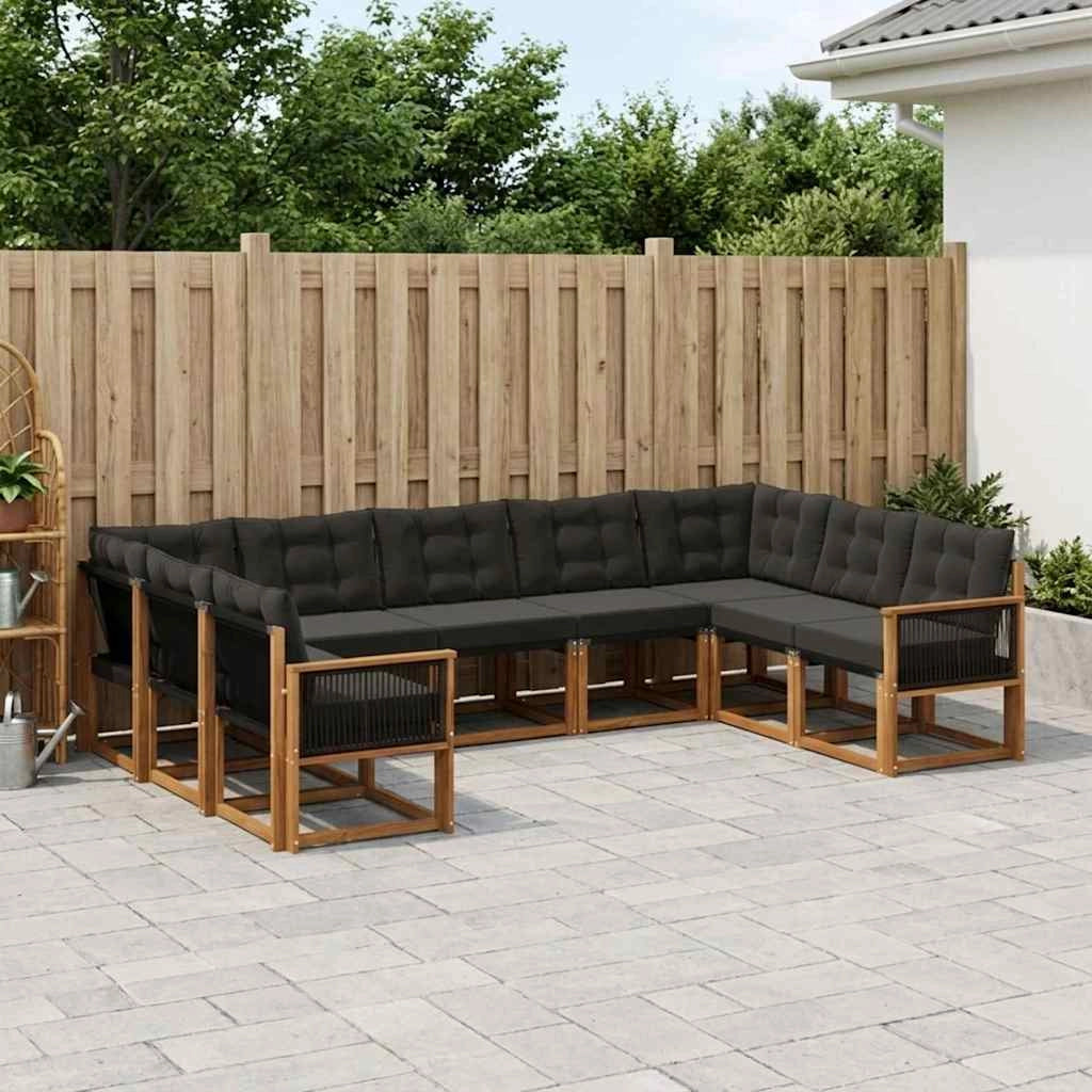 Set di divani da esterno 9 pz Naturale e Nero 3382208