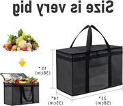 Borsa di consegna 80L con isolamento per alimenti per uso commerciale - Borsa di consegna pizza XXXL per alimenti caldi e freddi - Grande capacità borsa di riscaldamento riutilizzabile - Nero Borsa di consegna