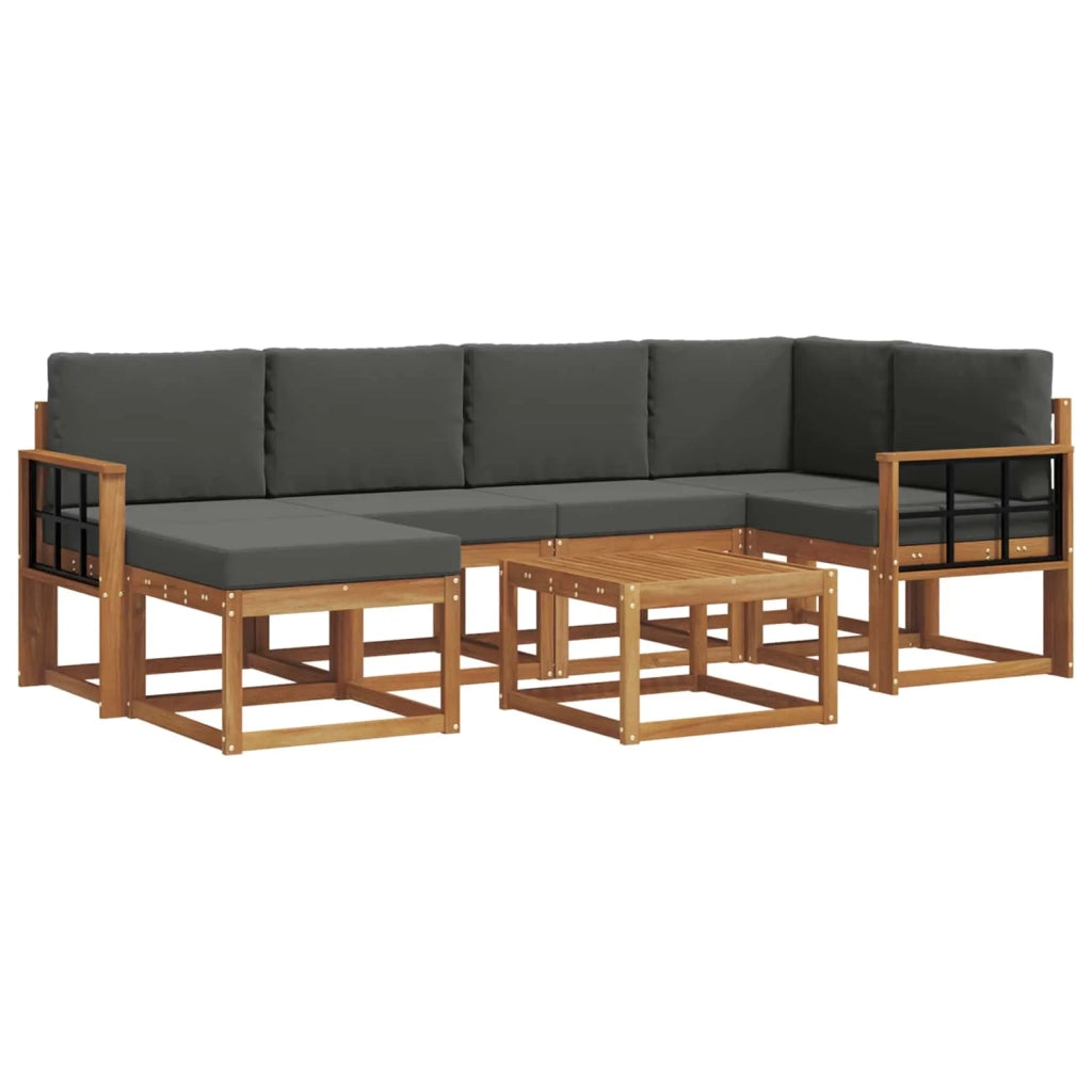 Set di divani da esterno con cuscino 7 pcs Naturale e Antracite 3366685