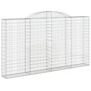 Cesto gabbione recinzione a gabbia muro di contenimento ad arco 300 x 30 x 160/180 cm ferro zincato argento 02_0040052