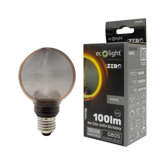 Lampadina LED decorativa G80 fumé E27 4W 100lm 1800K