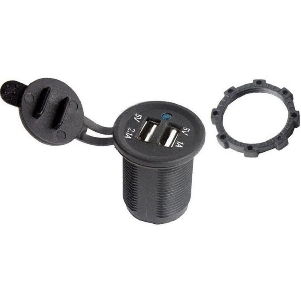 Trade Shop - Presa Di Ricarica 1a 2.1a 12v Moto Impermeabile Doppia Porta Usb Atv Barca Auto -