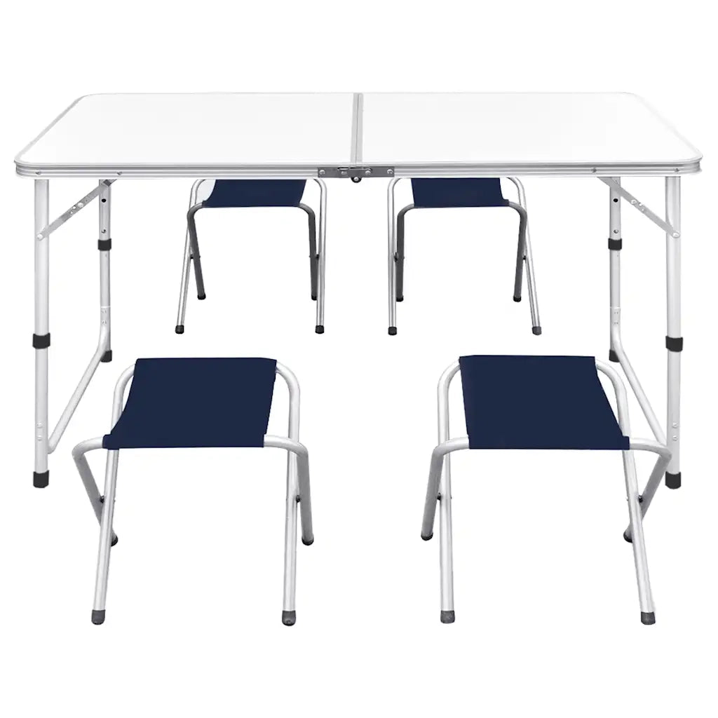 Set Tavolo da Campeggio Pieghevole 4 Sedie Regolabile 120x60 cm 41328