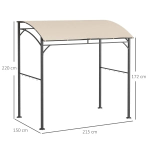 Gazebo da grill in poliestere beige con 10 ganci, struttura metallica stabile, 215 x 150 x 220 cm