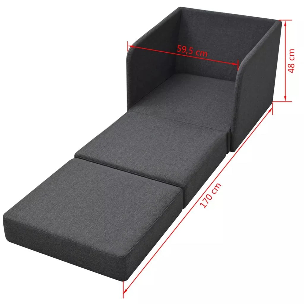 Poltrona/poltrona/divano club/divano trasformabile 595 x 72 x 725 cm tessuto grigio scuro 1102089/3