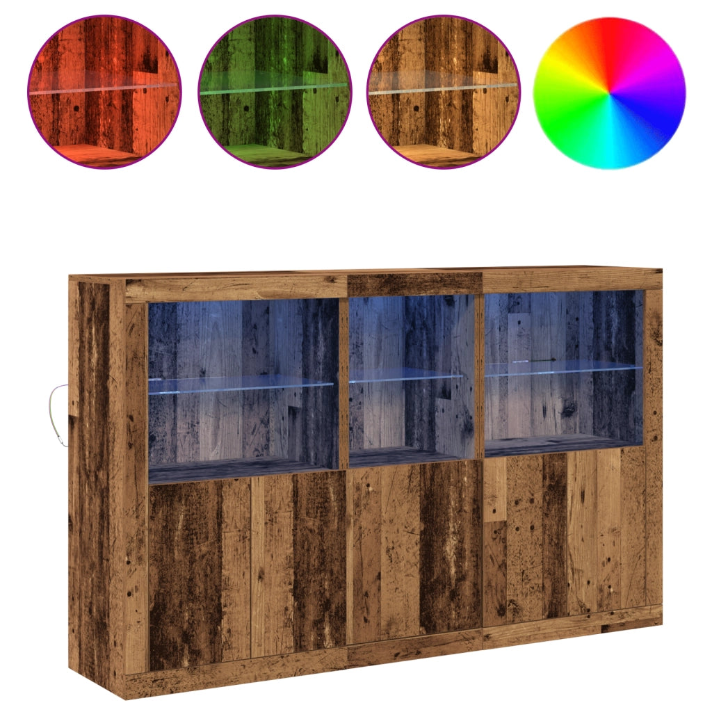 Sideboard con luci LED Legno Vecchio 162x37x100 cm Legno ingegnerizzato