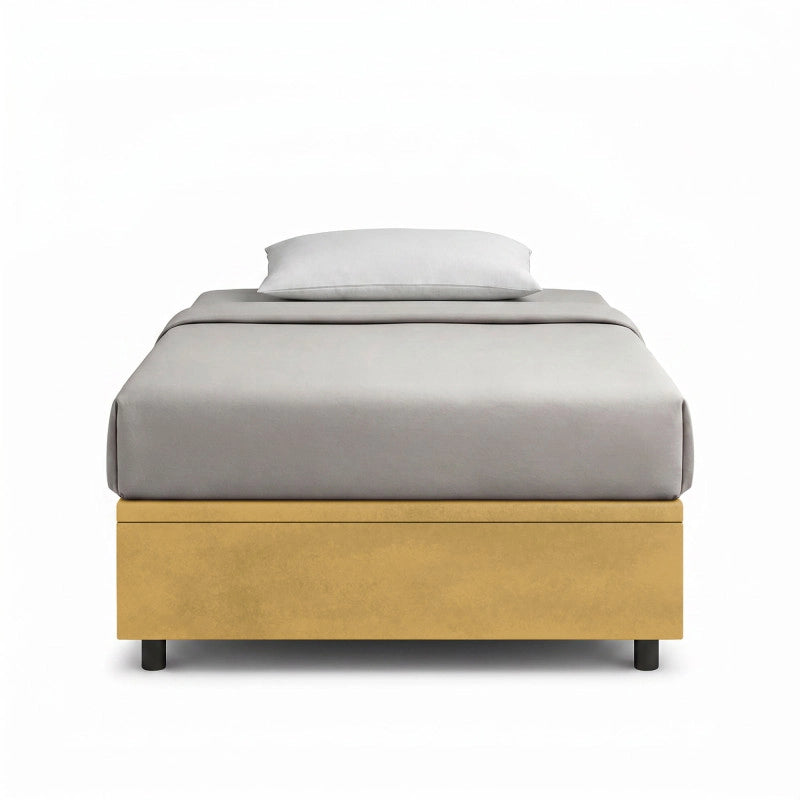 Letto imbottito Singolo 80x190 cm BoxMax - Contenitore,Microfibra,Ocra