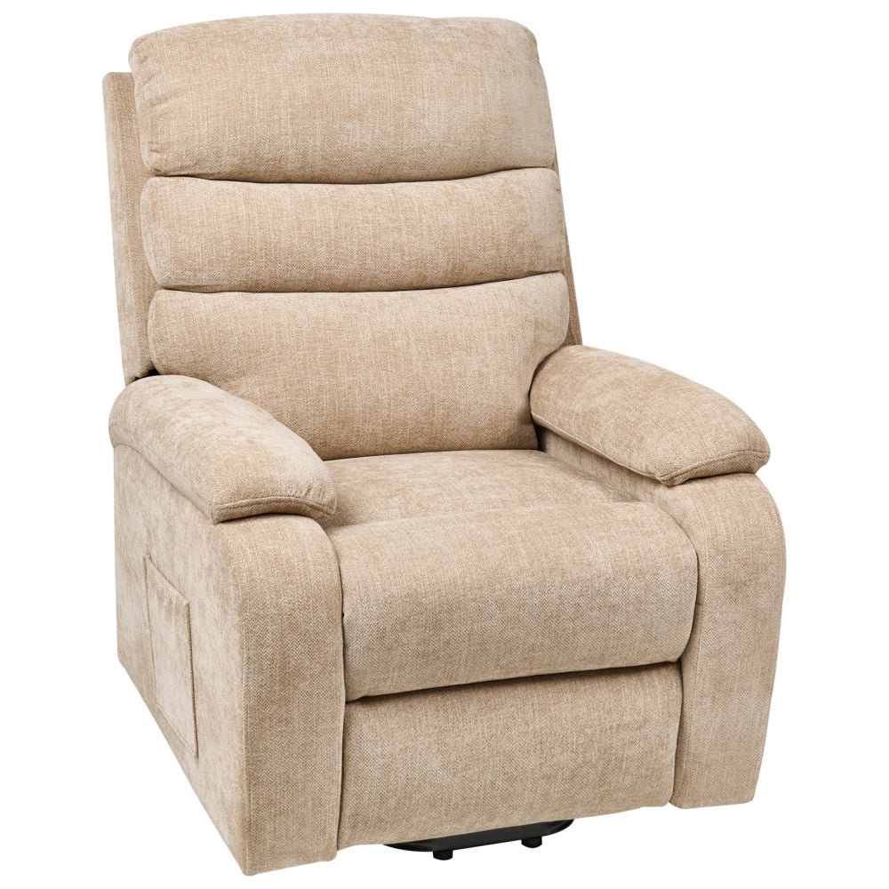 Poltrona reclinabile elettrica Beige Poliestere Imbottita Seduta singola con poggiapiedi Funzione di sollevamento Design moderno Relax