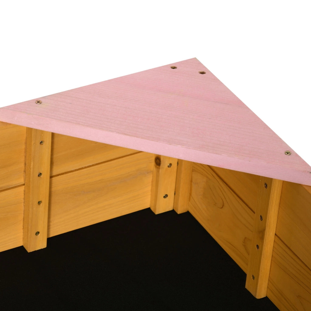 EasyComfort Sabbiera per Bambini da 4 Posti in Legno di Abete con Design senza Fondo, 109x109x19.8 cm