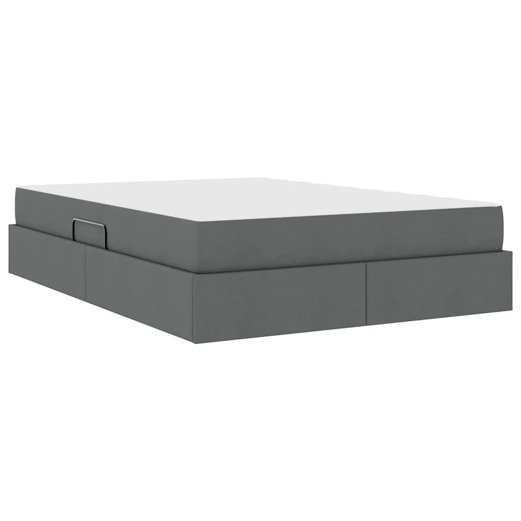 Letto con contenitore e materasso Grigio scuro 140 x 190 cm