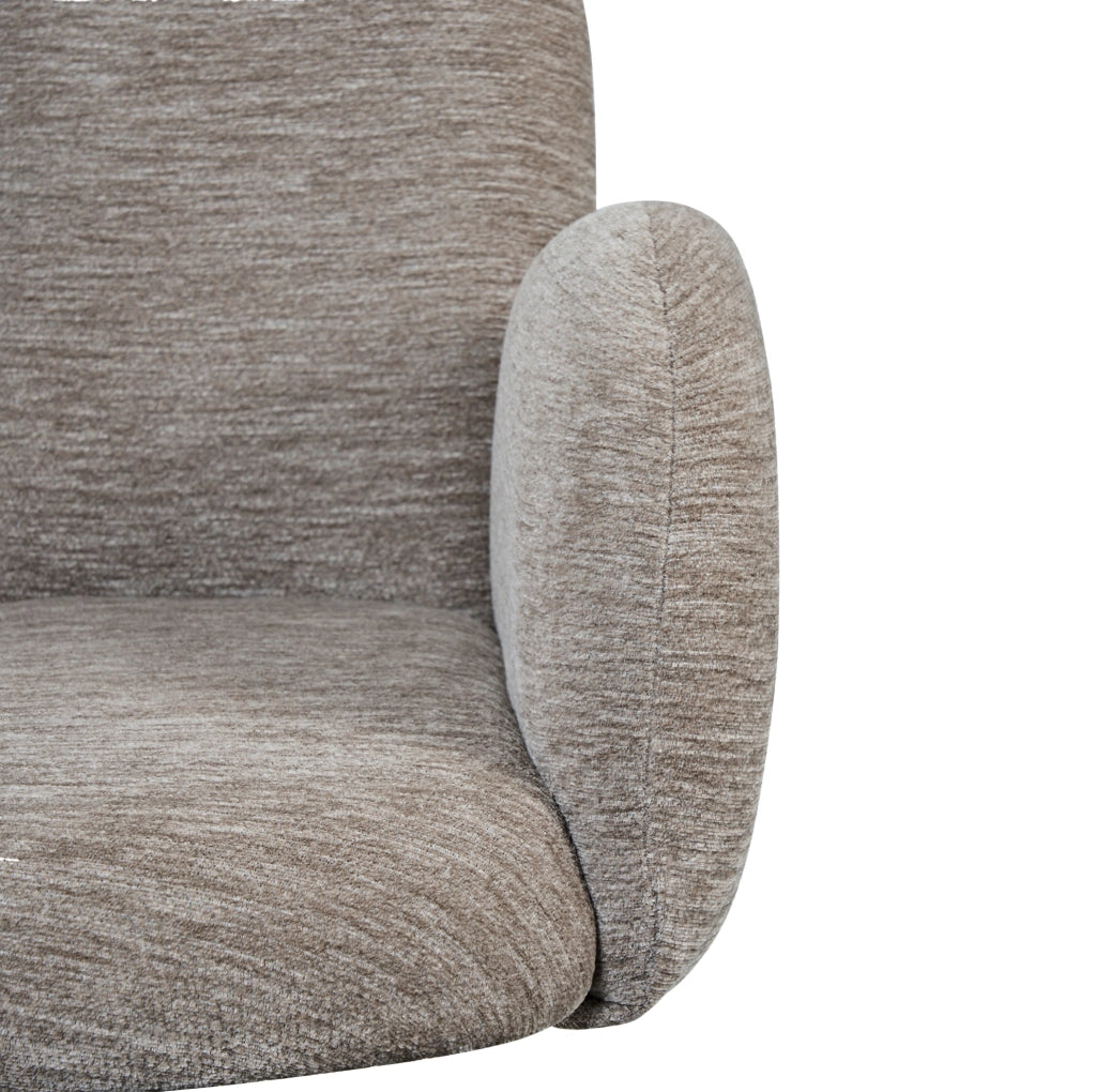 Set di 2 sedie girevoli con braccioli in chenille e metallo nero; taupe