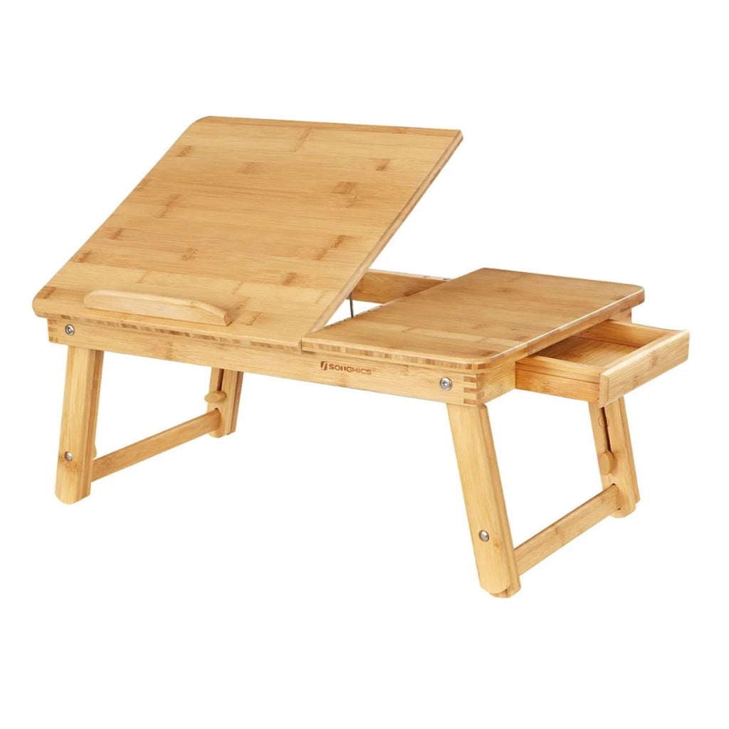 Tavolino da letto pieghevole in bambù 545 x 75 x 29 cm tavolo per laptop regolabile in altezza con cassetto dimensioni 12_0007656