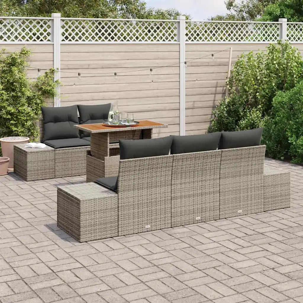 Set Divano da Giardino 6 pcs Grigio Poly Rattan 3358638