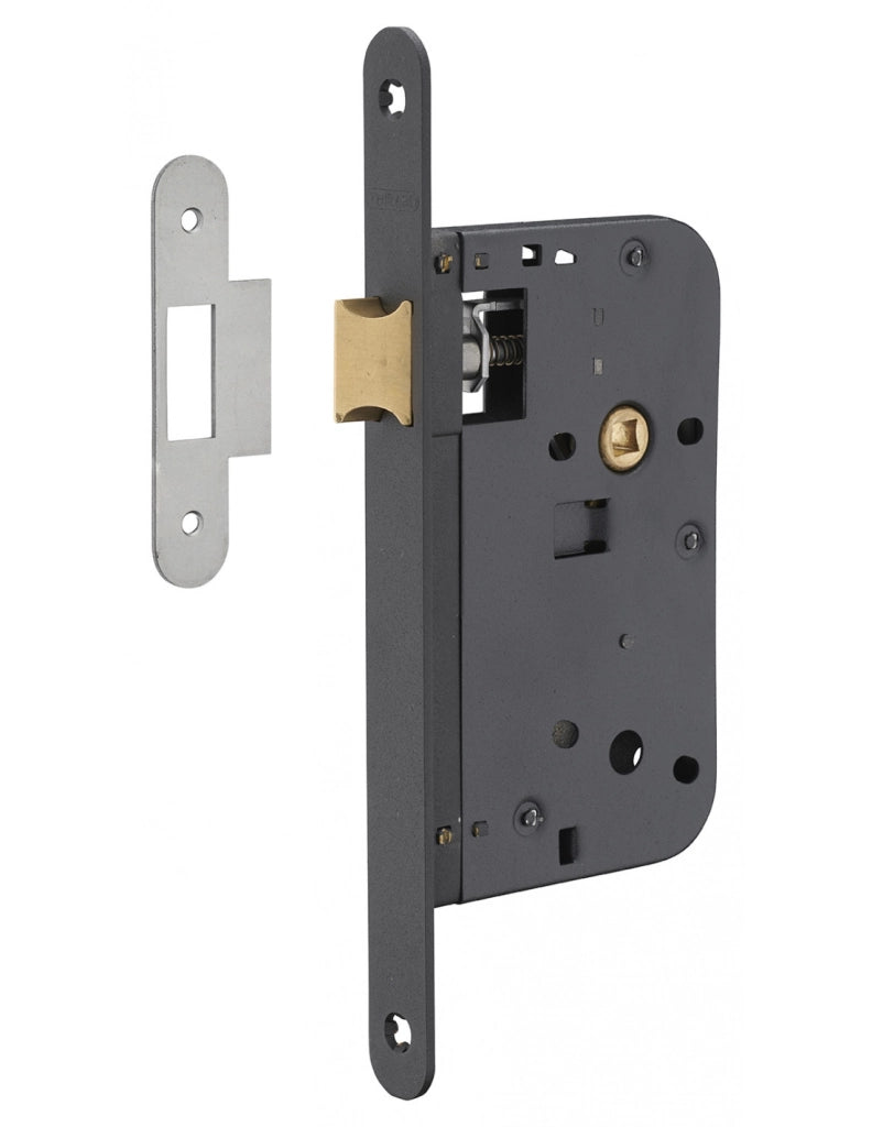 Serratura da incasso con scrocco, asse 60 mm, frontale nero – THIRARD