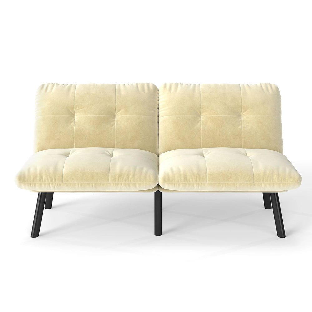 Divano letto - Xylo - 2 posti pieghevole color crema futon poco ingombrante