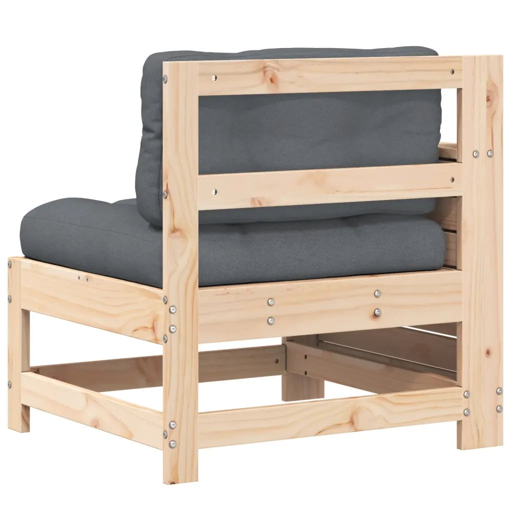 Divano Giardino Senza Braccioli con Cuscino-Sofa da Giardino-Divanetto da esterno Legno Massello Pino 445297