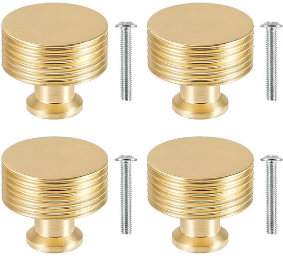 Pomelli di apertura in materiale opaco dorato - 4 pz - Decorativi per mobili - Adatti per armadi e ante - Installazione semplice - Costruzione duratura - Maniglie per armadi