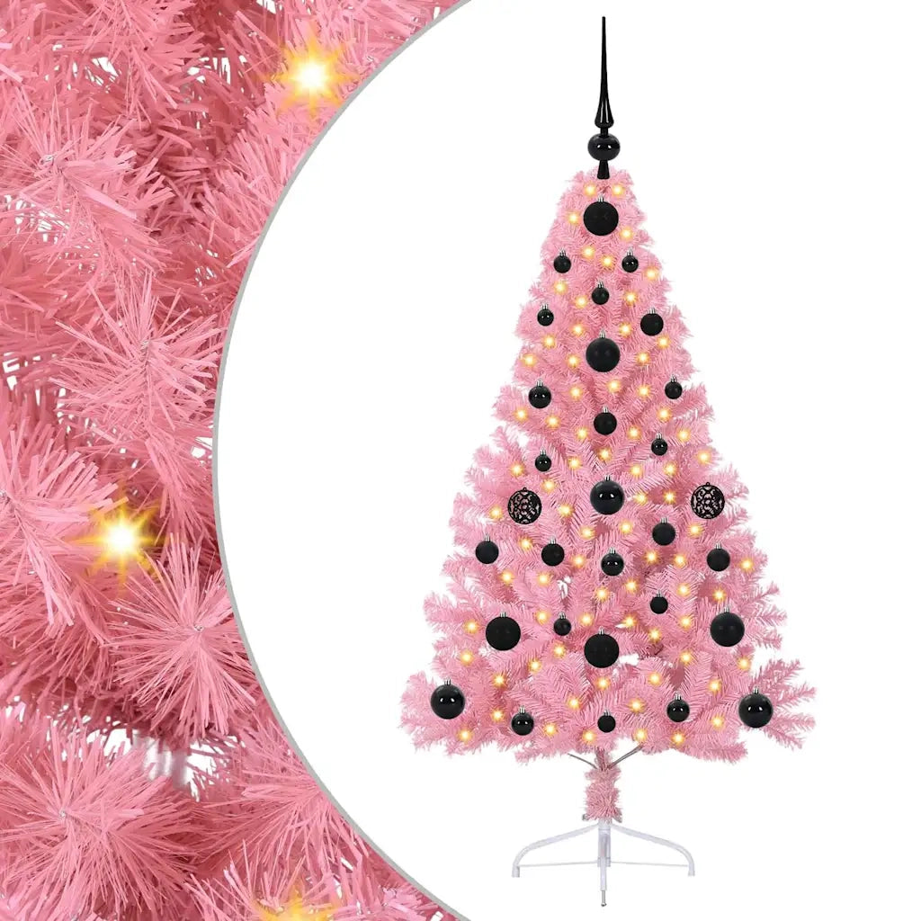 Albero di Natale artificiale con luci integrate Rosa 120 cm PVC 3397051