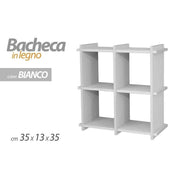 Trade Shop - Bacheca Scaffale Da Parete Mensola In Legno Bianco 35x13x35cm 4 Scomparti 782459 -