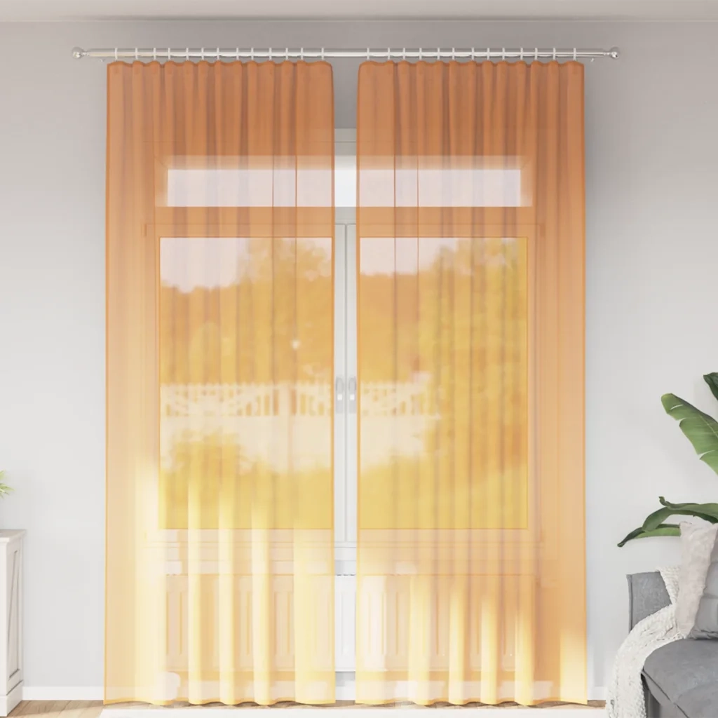 vidaXL Tende in Voile con Tasche per Aste 2 pz Arancio