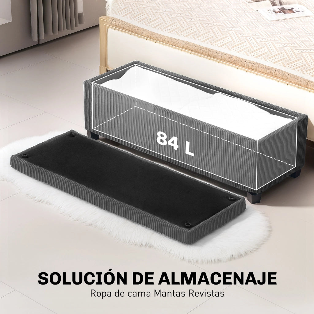 Pouf Contenitore Imbottito ¨C Zephmum ¨C Grigio 112x42x40 cm