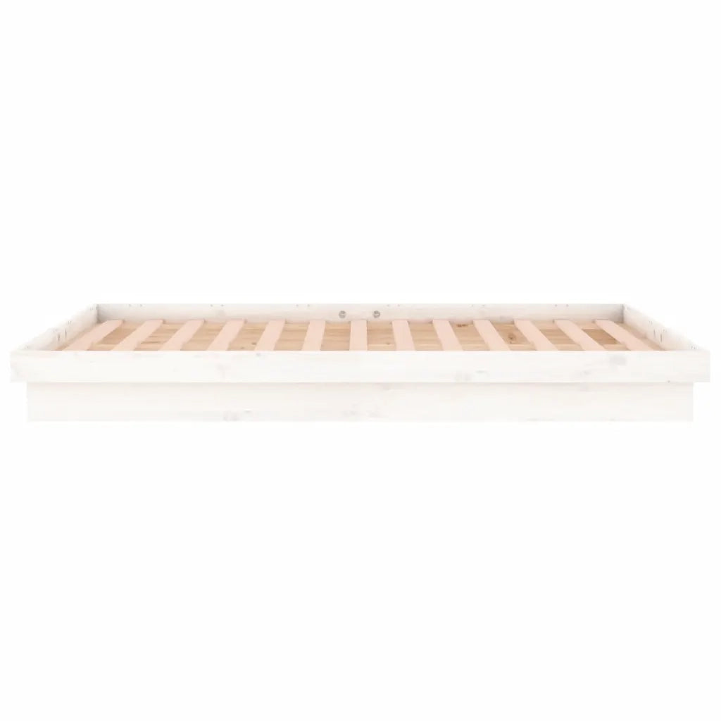 Giroletto LED-Struttura Letto con LED Bianco 135x190 cm Double in Legno Massello 650310
