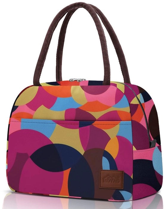 Borsa da Pranzo Leggera Isolata per Ufficio Scuola Opaca con Chiusura a Slitta Idrorepellente 12L con Punti di Aggancio Colorati